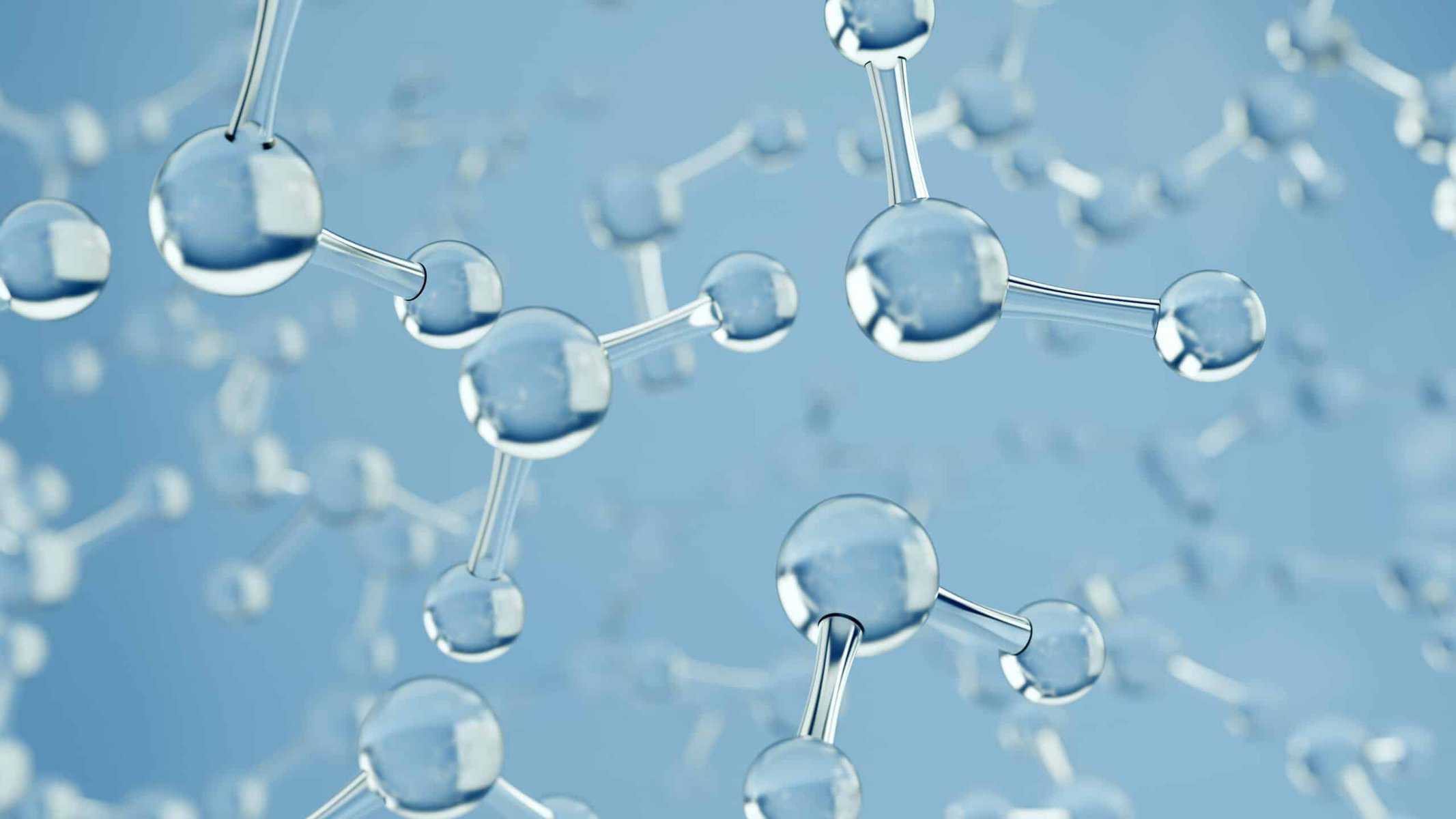 Water molecules. Science or medical background with molecules and atoms